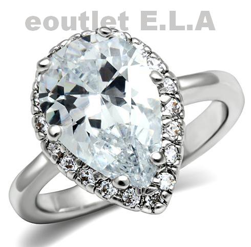 5.2CT PEAR CZ CLUSTER RING-6 sizes